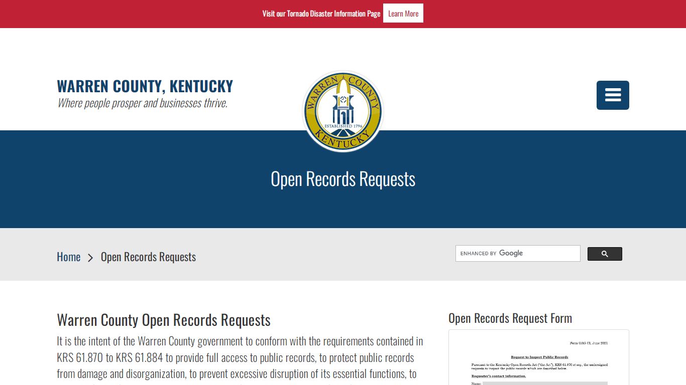 Open Records Requests | Warren County, KY